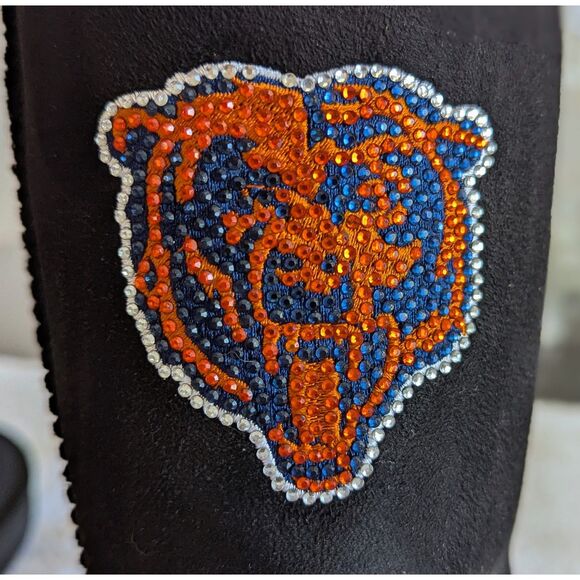 HSN faux suede & fur Chicago Bears calf high boots  Sz 6 - Picture 6 of 14